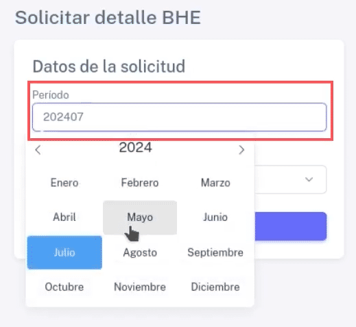 Ventana para indicar el periodo a consultar