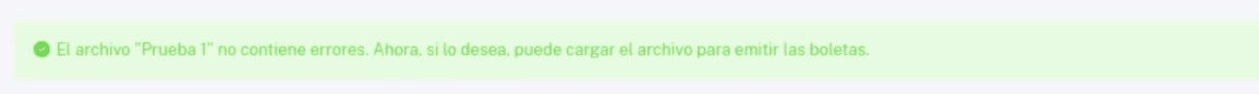 Mensaje de confirmación de archivo sin errores