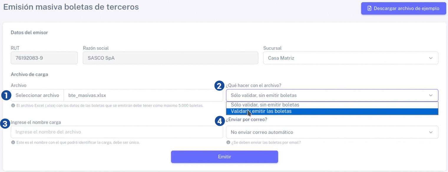 Sección de Emisión masiva de BTE