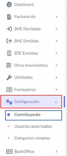 Opción de Contribuyente en Configuración de ContaFi
