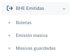 Menú de BHE emitidas