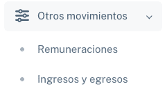 Menú de Otros movimientos