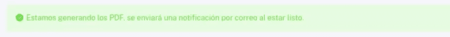 Mensaje de confirmación de PDF generado