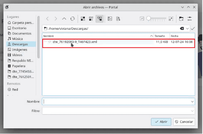 Ventana para escoger archivos