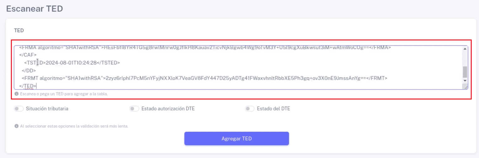 Sección para pegar TED
